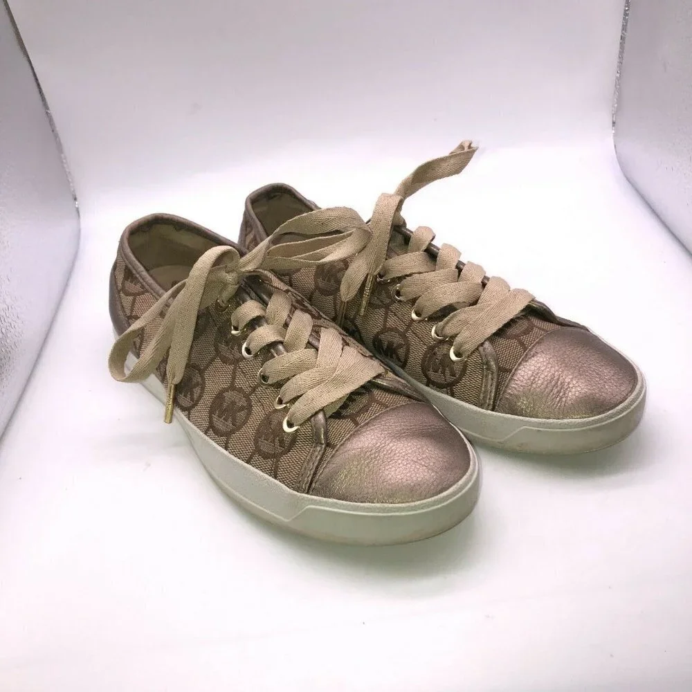 Michael Kors Womens Sz 6 M Lace Up Logo Signature Fashion Shoes Low Top Sneakers